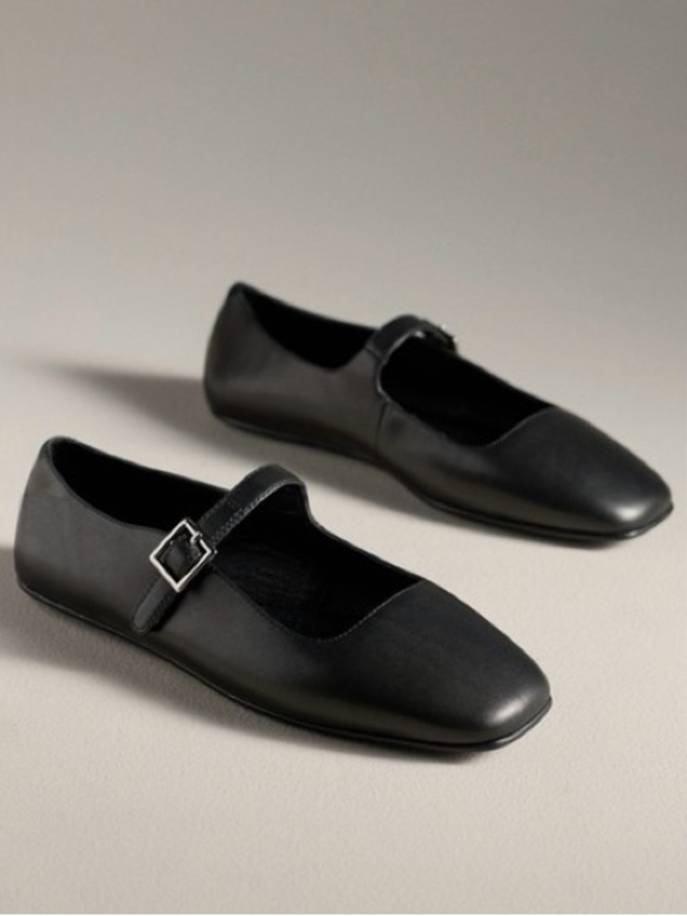 Jeffrey Campbell Elise Black Mary Jane Flat Shoes with Silver Buckle